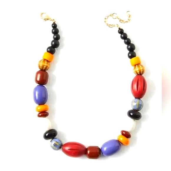 New Free People Somers Point Necklace Beaded Chunky Colorful Choker - Picture 2 of 9